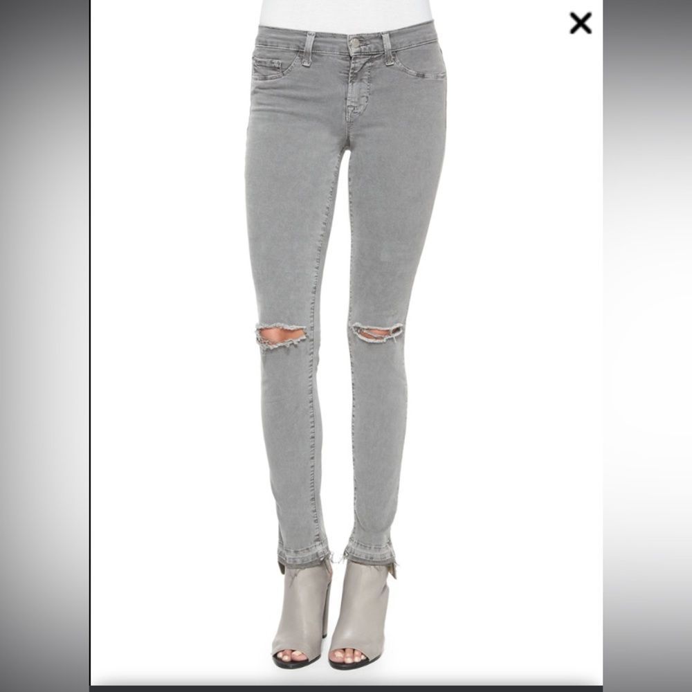 Womens J Brand Jeans Mid-Rise Skinny Jeans, Silver Fox Size 25
